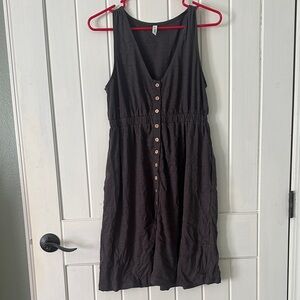 Wishlist dark gray Button-Front Midi Dress